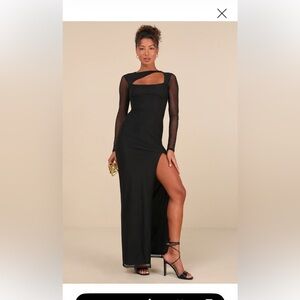Lulu's Black Long Sleeve Evening Dress
